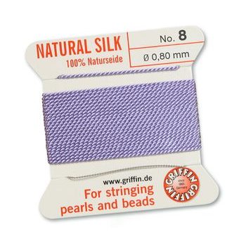 Silk thread with needle 0.8mm/2m light purple