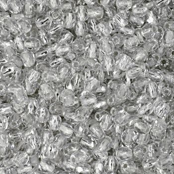 Manumi české broušené korálky 3mm Crystal Silver Lined
