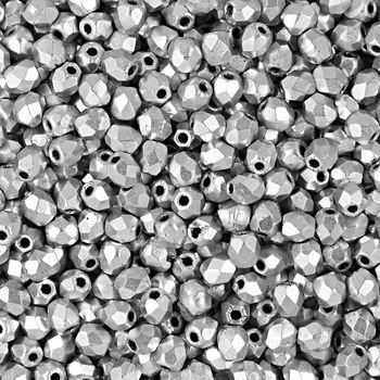 Glass fire polished beads 3mm Silver