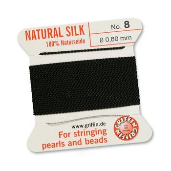 Silk thread with needle 0.8mm/2m black