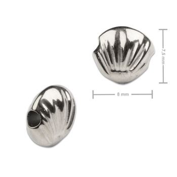 Korálek z chirurgické oceli ve tvaru mušle 7,5 x 8 mm