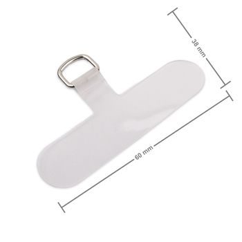 Závěsné očko na mobil transparentní s poutkem v barvě platiny