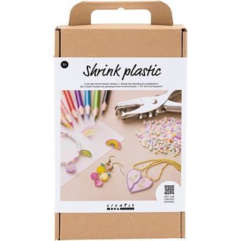 Creative kit for making jewelry from shrink wrap and beads