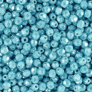 Glass fire polished beads 3mm Luster Sky Blue Coral