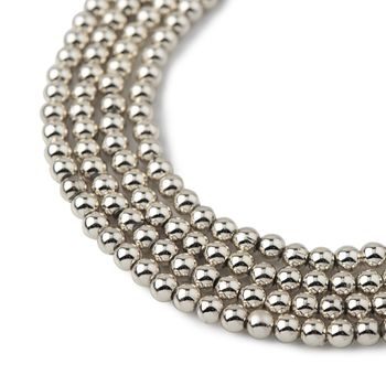Manumi akrylové metalické perle 4 mm v barvě stříbra