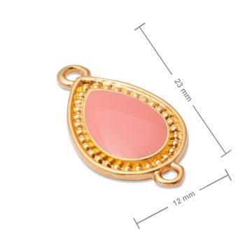 Manumi connector pink drop in decorative frame 23x12mm gold-plated