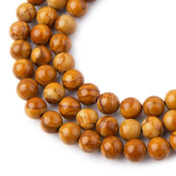 Yellow Wooden Jasper beads 8mm