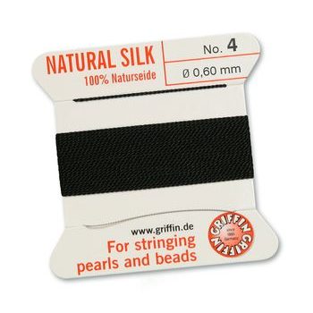Silk thread with needle 0.6mm/2m black