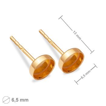 Silver ear posts with settings 6mm gold-plated No.1246