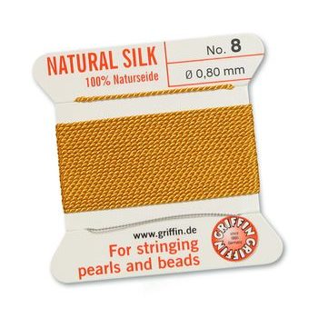 Silk thread with needle 0.8mm/2m yellow