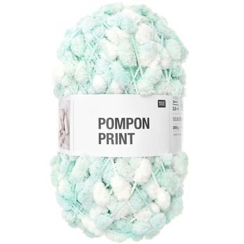 Rico design háčkovacia bambulková priadza POMPON Print tyrkysovo-biela