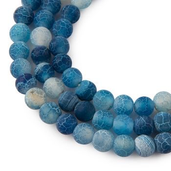 Crackle Blue Agate beads matte 8mm