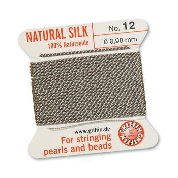 Silk thread with needle 0.98mm/2m grey