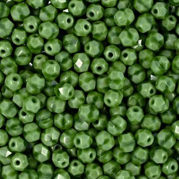 Glass fire polished beads 4mm Opaque Green White Black