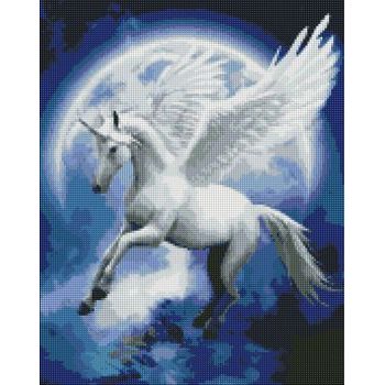 Diamond painting picture of a unicorn with wings 40x50cm.