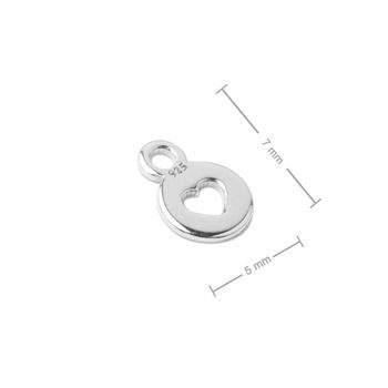 Silver pendant end cap heart No.903