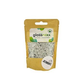 Jesmonite sklenené kamienky GlassRoxx v striebornej farbe 150 g