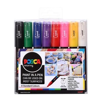 POSCA set markere 1M culori acrilice mix 8buc