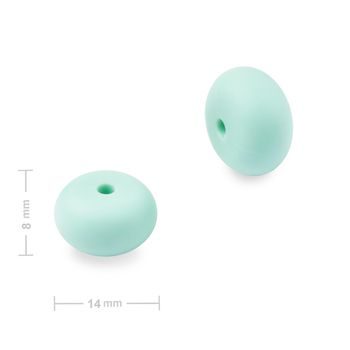 Silicone beads rondelles 14x8mm Mint Green