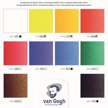 Van Gogh sada akrylových barev Basic 10 x 40ml paleta barev