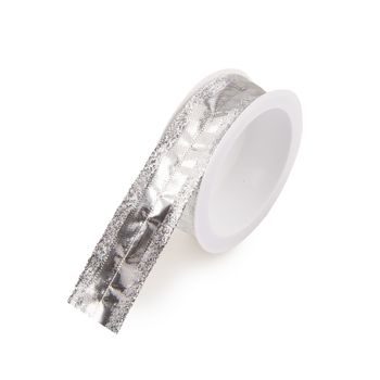 Taffeta gift ribbon in silver colour 25mm/3m