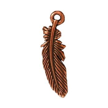 TierraCast pendant Small Feather antique copper