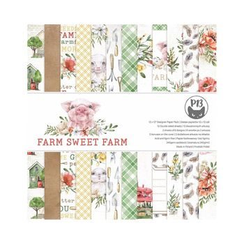 Set of double-sided papers for scrapbook 30x30cm 12 sheets P13 Farm Sweet Farm