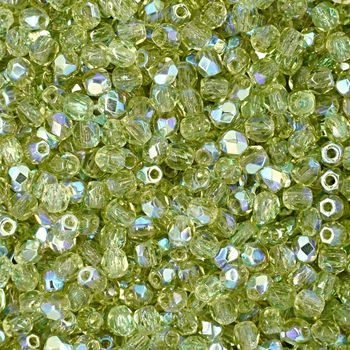 Glass fire polished beads 3mm Olivine AB