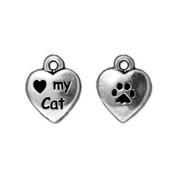 TierraCast pendant Love My Cat antique silver