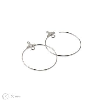 Hoop earwires with loop 30mm in the colour of platinum