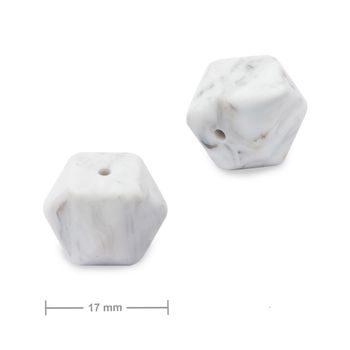 Mărgele din silicon hexagon 17mm Grey Marble