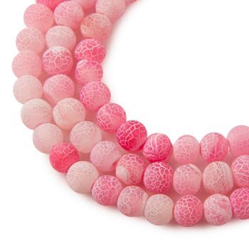Crackle Pink Agate beads matte 8mm