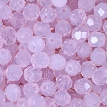 Glass fire polished beads 6mm Milky Light Rose