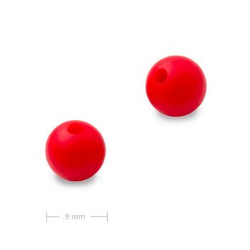Silicone round beads 9mm Rose Red