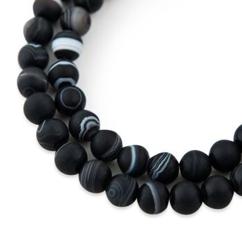 Black striped agate 8 mm matte