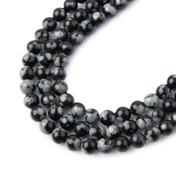 SnowFlake Obsidian beads 4mm