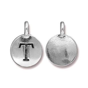 TierraCast pendant 17x12mm with letter T antique silver No.325