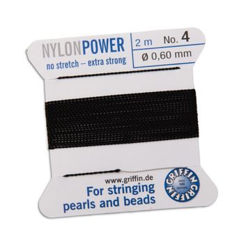 Griffin nylonová nit Nylon power s jehlou 0,6 mm/2 m černá