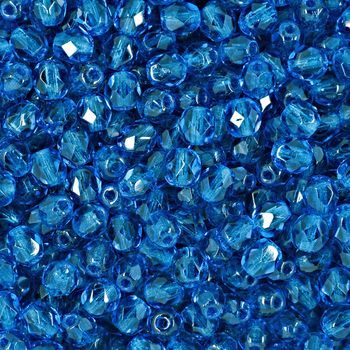 Glass fire polished beads 4mm Capri Blue