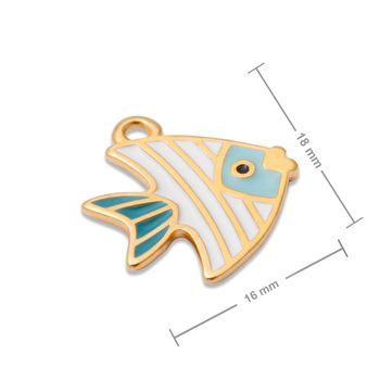 Manumi pendant white little fish 18x16mm gold-plated