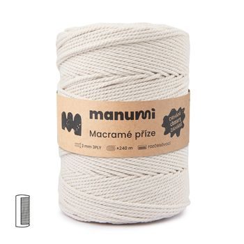 Manumi Fir textil Macramé răsucit 3PLY 3mm 240m natural
