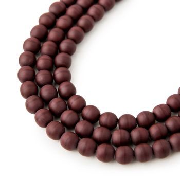 Czech glass pressed round beads Light Chocolate Opaque Matt 6mm No.38