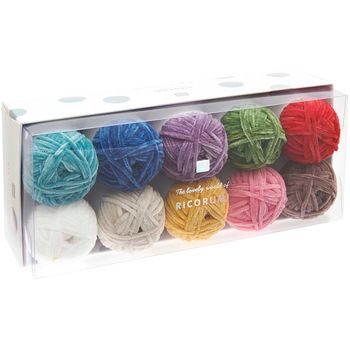 Set of chenille crocheting yarns Ricorumi Nilli Nilli Rainbow 10 pcs