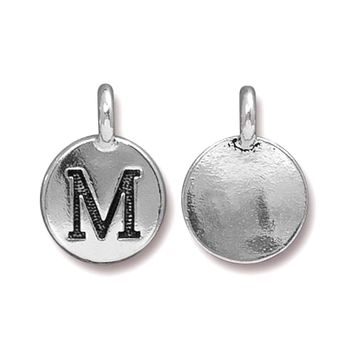 TierraCast pendant 17x12mm with letter M antique silver