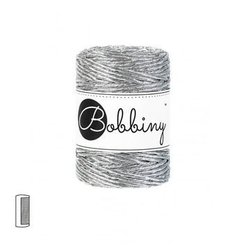 Bobbiny metalická macramé priadza Regular 3mm Silver