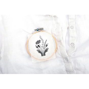 Kit for embroidering a table-cloth with a coffee design