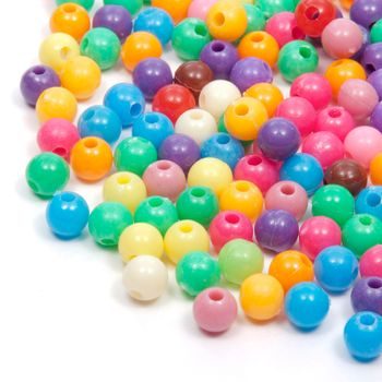 Mix of coloured plastic round beads 6mm