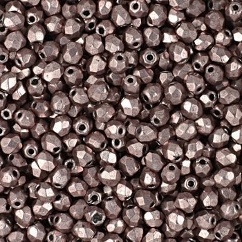 Glass fire polished beads 3mm Saturated Metallic Pale Dogwood