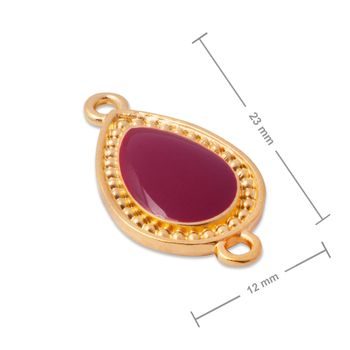 Manumi connector red drop in decorative frame 23x12mm gold-plated