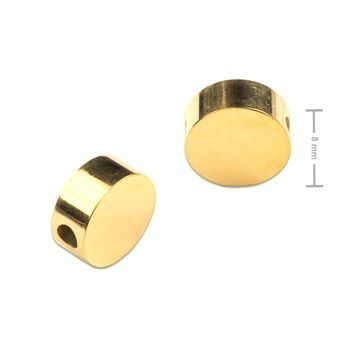 Korálek z chirurgické oceli placatý 8 mm v barvě zlata